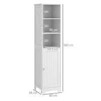 HOMCOM Badkamerkast Toiletkast, 40 cm x 38 cm x 160 cm, Wit(m-3)