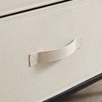 HOMCOM Cómoda para Dormitorio con 5 Cajones de Tela Marco de Acero Cajonera para Salón Oficina Vestidor Beige(m-14)