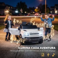 AIYAPLAY Coche Eléctrico SUV para Niños Land Rover Defender 12 V Mando a Distancia Suspensión Arranque Suave 2,7-4,5 km/h Blanco(m-9)
