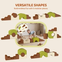 AIYAPLAY Toddlers Climbing Toys, 5-Piece Foam Climbing Blocks with Non-Slip Bottom, Washable Cover for Crawling or Building(m-4)
