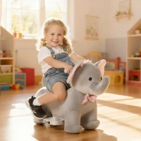 AIYAPLAY Elefante Elétrico com Música Bateria 6V com Toque Suave Rodas Silenciosas de PU e Pedal 74x34x51 cm Cinzento(m-9)