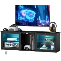 HOMCOM 70" TV Stand, with LED Lights and Storage - Black(m-11)