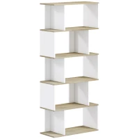HOMCOM Estante para Livros Estilo Nórdico Estante com 5 Prateleiras Anti-Tombo Carga 25 kg 70x29,5x163 cm Branco e Madeira(m-1)