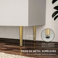 HOMCOM Buffet Cuisine, Meuble de Rangement avec 2 Portes, Étagère Réglable, Pieds Métalliques Surélevés, 80 x 40 x 80 cm, Blanc(m-6)
