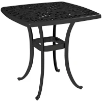 Outsunny Outdoor Garden Table, Cast Aluminium Patio End Table with Umbrella Hole and Anti-slip Foot Pads for Garden, Patio, Balcony, 54 x 54 cm, Black(m-1)