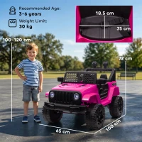 HOMCOM Kids Ride On Car, 12V Electric Cars for Kids with Parental Remote Control, 2 Motors, 4-Wheel Suspension, LED Lights, Horn, 3-5km/h, Battery Powered Ride On Toy for 3-6 Years Old Pink(m-3)