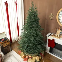 HOMCOM 7 ft Full Spruce Christmas Tree with Realistic Dense Tips, Easy Assembly - Green(m-10)