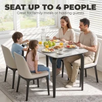 HOMCOM Dining Table for 4, Modern Kitchen Table with Sintered Stone Tabletop, Metal Legs, White(m-4)