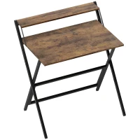 HOMCOM 81.5 cm Folding Computer Desk with Monitor Shelf - Rustic Brown(m-1)