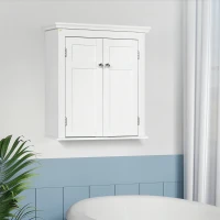 kleankin Armário Casa de Banho de Parede com Prateleiras Ajustáveis e Portas com Fechadura Magnéticas 58x24x60 cm Branco(m-10)