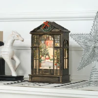 HOMCOM Christmas Snow Globe Lantern with Lights, Musical Snow Globe with Swirling Glitter, Battery Operated Musical Christmas Decoration for Holiday Party Gift, Bronze Tone(m-2)