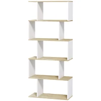 HOMCOM Estante para Livros Estilo Nórdico Estante com 5 Prateleiras Anti-Tombo Carga 25 kg 70x29,5x163 cm Branco e Madeira(m-11)