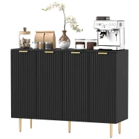 HOMCOM Sideboard Buffet Cabinet, Modern Kitchen Storage Cabinet with Adjustable Shelves and Metal Legs, Black(m-11)