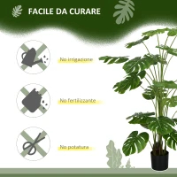 HOMCOM Pianta Artificiale Monstera Alta 180cm per Interno ed Esterno con Vaso Incluso(m-6)