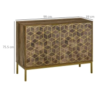 HOMCOM Mobile da Ingresso Moderno con Decori Dorati e Gambe in Acciaio, 99x39x75.5cm(m-3)