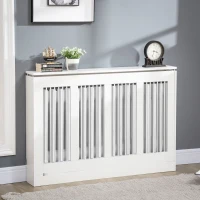 HOMCOM Cubre Radiadores de MDF con Listones y Repisa Cubreradiador para Salón Dormitorio 120x18x84 cm Blanco(m-2)