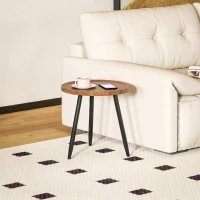HOMCOM Măsuță de Cafea Rotundă cu Margine Ridicată și 3 Picioare, din Lemn și Oțel, Ø40x39 cm, Negru și Culoare Lemn(m-6)