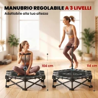 SPORTNOW Trampolino Elastico per Adulti Ø104cm Richiudibile, con Sistema di Apertura Chiusura in un solo Gesto, Maniglia Regolabile e 24 Molle Bungee, Nero(m-5)