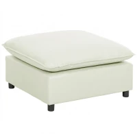 HOMCOM Fußhocker moderner Stoff-Ottomane mit Kunststoffbeinen für Wohnzimmer und Schlafzimmer, 75 cm, Cremeweiß(m-12)