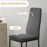 HOMCOM Set da Pranzo 3 Pezzi con Tavolo da Cucina 80x80x76 cm e 2 Sedie Moderne 41x50x97 cm, Grigio(m-5)