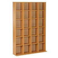 HOMCOM CD Storage Unit with Adjustable Shelves, 89 x 130.5 cm, Beech Wood Finish(m-1)