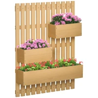 Outsunny Fioriera da Esterno Verticale in Legno con 3 Vasi Rimovibili, 60x16x80cm(m-1)