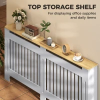 HOMCOM Slatted Radiator Cover, Painted Cabinet with Line Grill Design, 172L × 19W × 81H cm, Grey(m-5)