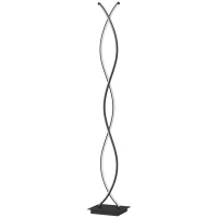 HOMCOM Lampada da Terra LED a Doppia Spirale, Lampada da Salotto con Luminosità Regolabile, Interruttore a Pedale, Nero(m-11)