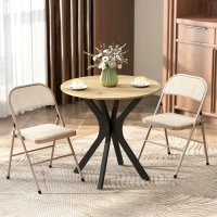 HOMCOM 2er-Set Klappstühle, Tragbare Bürostühle, Metallbeine, Faltstuhl für Büro, Empfang, Wartezimmer, Leinenoptik, Beige(m-10)