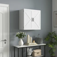 kleankin Armadietto Pensile Bagno in Legno Stile Country con Ripiano Regolabile, 60x30x60cm, Bianco(m-6)