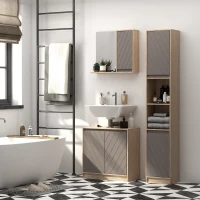 HOMCOM Armadietto Pensile per il Bagno Grigio e Rovere, 57 x 14.2 x 49.2cm(m-10)