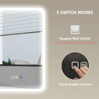 HOMCOM Espelho LED para Casa de Banho 90x70 cm com Bluetooth, 3 Tons de Luz, Antiembaciamento, Memória e IP44(m-5)