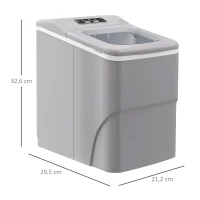 HOMCOM Machine à glaçons autonettoyante, 12kg en 24h, 9 glaçons en 8 minutes, ice maker Portable Avec cuillère et panier, capacité réservoir eau 1,8 L, pour la maison/cuisine/camping, PP argenté(m-3)