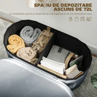 HOMCOM Taburet pliabil cu spațiu de depozitare de 72L, tapițat cu catifea, 76x38x35 cm, gri(m-3)