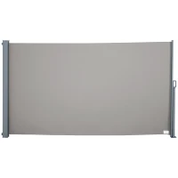 Outsunny Store latéral brise-vue rétractable 300 x 180 cm, paravent extérieur en aluminium, protection solaire, brise-vue extensible pour balcon, jardin, terrasse, gris(m-1)