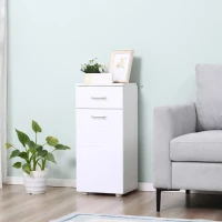 kleankin Badezimmerschrank Badschrank Multifunktionsschrank mit 1 Schublade 1 Türschrank Regal verstellbar Spanplatte Weiß 35 x 30 x 77,5 cm(m-9)