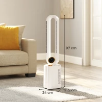 HOMCOM Multi-Mode Bladeless Tower Fan and Humidifier - White(m-3)