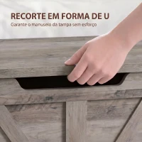 HOMCOM Baú de Arrumação 100 L com Dobradiça de Segurança e Recorte em U para Entrada e Sala 80x40x45 cm Cinzento(m-6)