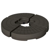 Outsunny Sonnenschirmständer 4-teilig, Schirmgewicht, Schirmständer, Bodenkreuz befüllbar mit Sand/Wasser bis 25/17 kg, Gewichte Sonnenschirmfuß HDPE Kaffee(m-1)