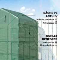 Outsunny Serre de jardin avec 1 porte, 2 fenetres et 2 étagères en forme de U pour Légumes Plantes Fleurs Bâche PE 140x73x190 cm(m-5)