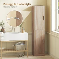 HOMCOM Mobile Colonna Bagno a 2 Armadietti con 6 Ripiani Regolabili, in Legno, 40x35x180 cm, Color Legno(m-5)