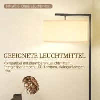 HOMCOM Stehleuchte, Stehlampe, E27 Sockel, Schwarz, weißer Stoffschirm, Fußschalter, Eisen, 47 x 37 x 153 cm(m-6)