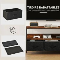 HOMCOM Meuble TV, meuble télé pour téléviseur jusqu'à 55 pouces avec 3 tiroirs et pieds en acier 120 x 29 x 56 cm brun rustique(m-4)