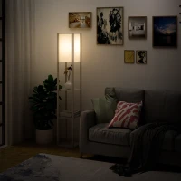 HOMCOM Lampa de Podea cu 3 Polite Integrate Cuplare E27 Putere 40W Stejar(m-12)