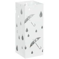 HOMCOM Portaombrelli di Design in Metallo con 4 Ganci Bianco