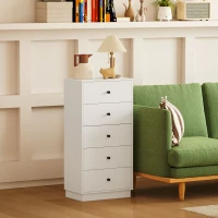 HOMCOM Kommode Sideboard mit 5 Schubladen Schrank aus Holzwerkstoff im Modern Stil 47 x 29 x 95 cm Weiß(m-10)