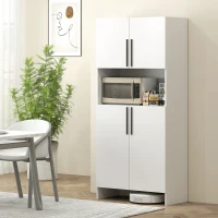 HOMCOM Küchenschrank, Vorratsschrank für Küche, Wohnzimmer, Esszimmer, Schränke, Regale, Mikrowellenablage, Spanplatte, Weiß(m-10)
