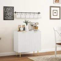HOMCOM Buffet Cuisine, Meuble de Rangement avec 2 Portes, Étagère Réglable, Pieds Métalliques Surélevés, 80 x 40 x 80 cm, Blanc(m-8)