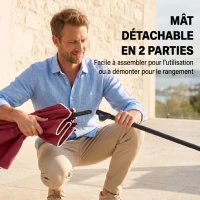 Outsunny Parasol de jardin Parasol droit rectangulaire inclinable alu métal polyester haute densité 2 x 1,3 m rouge(m-7)