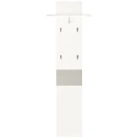 HOMCOM Móvel Cabide de Entrada com 4 Ganchos Cabide de Parede com Barra Suspensa de Alumínio 50x23,5x160cm Branco e Cinza(m-12)